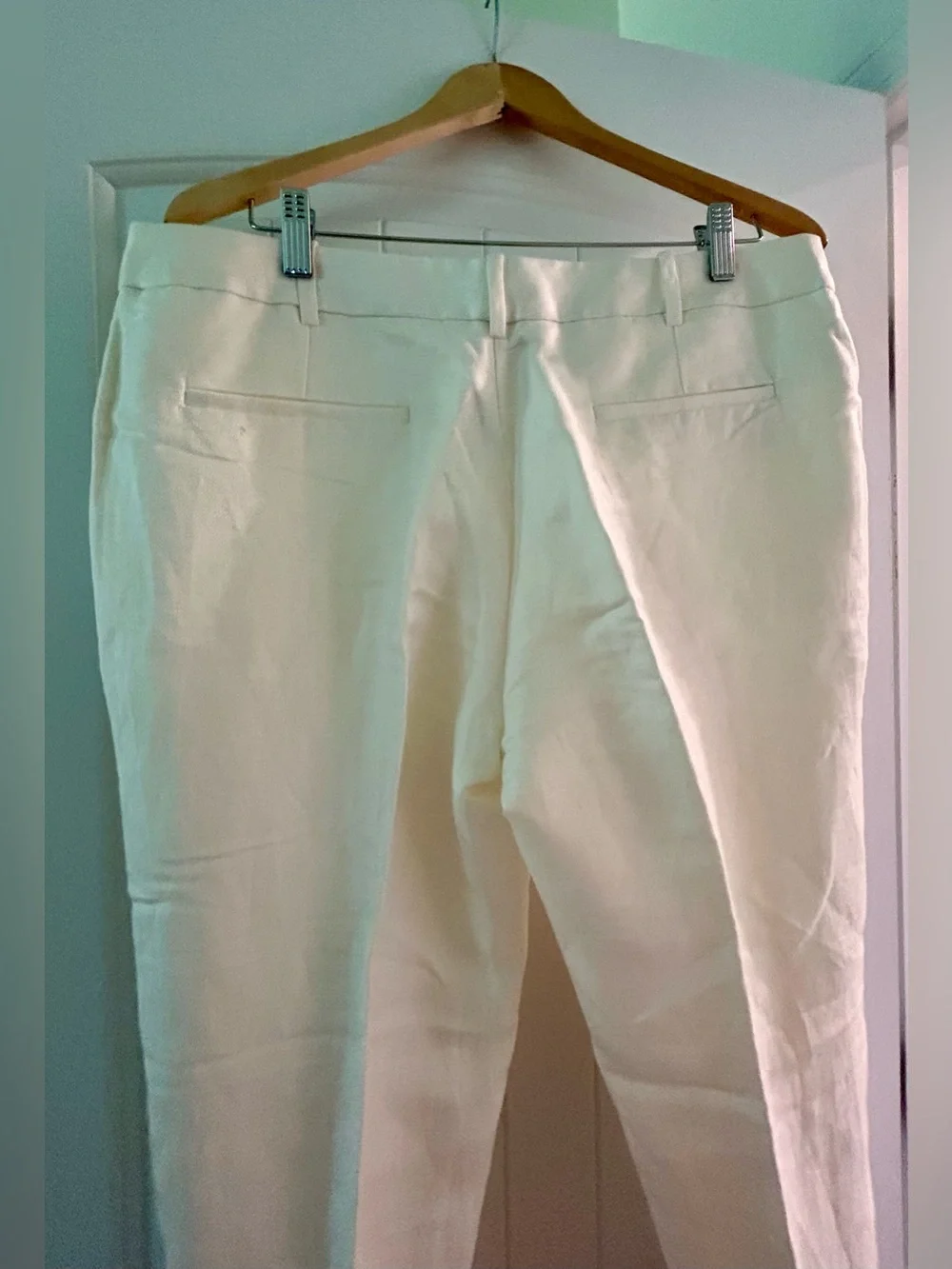 Mango Cream Linen Slim Tailored Suit Pants
